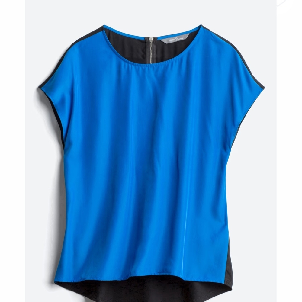 Market & Spruce Vibrant Blue and Black Blouse